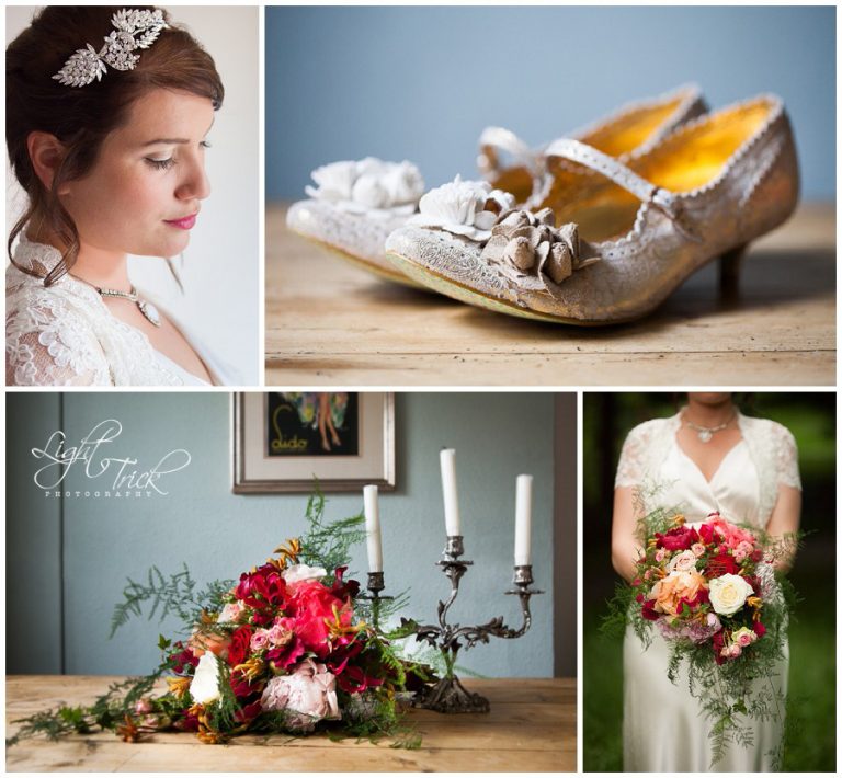 beautiful wedding shoes and bride's bouquet